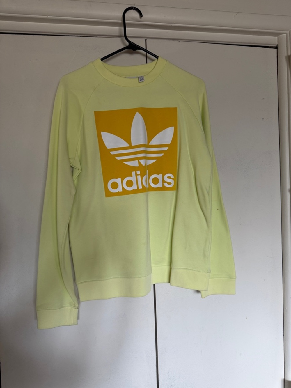 adidas Pale Yellow Crewneck with Mustard Square Trefoil
